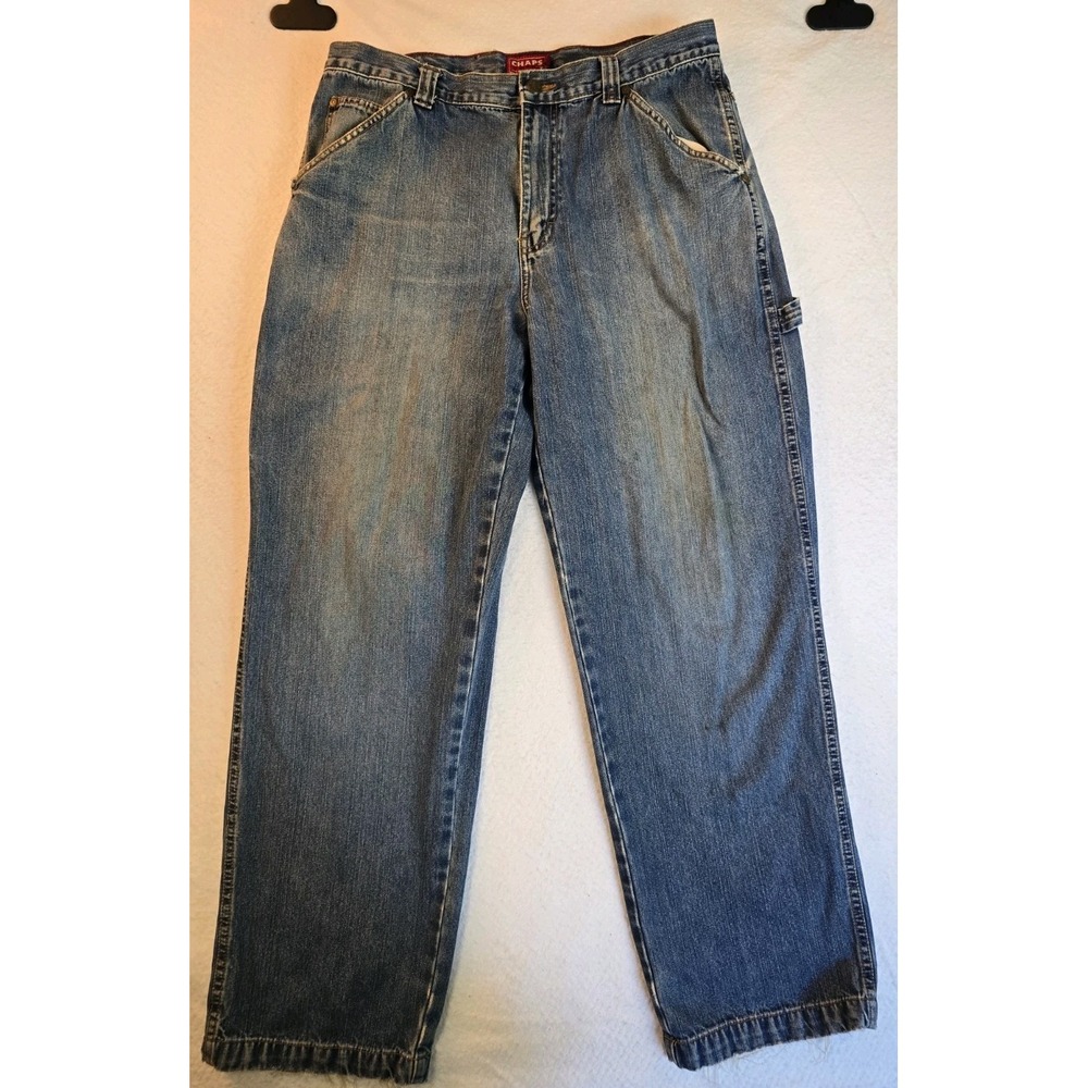 Vintage Y2K Chaps Denim Men's Baggy 34x32 Carpenter Jeans Distressed